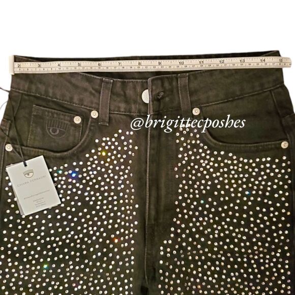 CHIARA FERRAGNI Long Short Crystal Black Denim - Picture 5 of 7